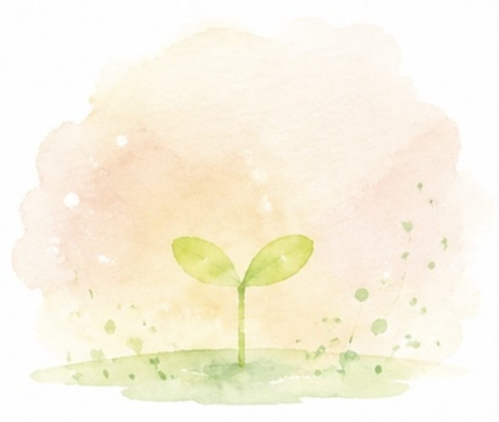 ストレスや心身の不調からの回復をイメージした芽吹きのイラスト